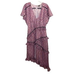 Topshop Ditsy Cluster Pink Floral Midi Dress